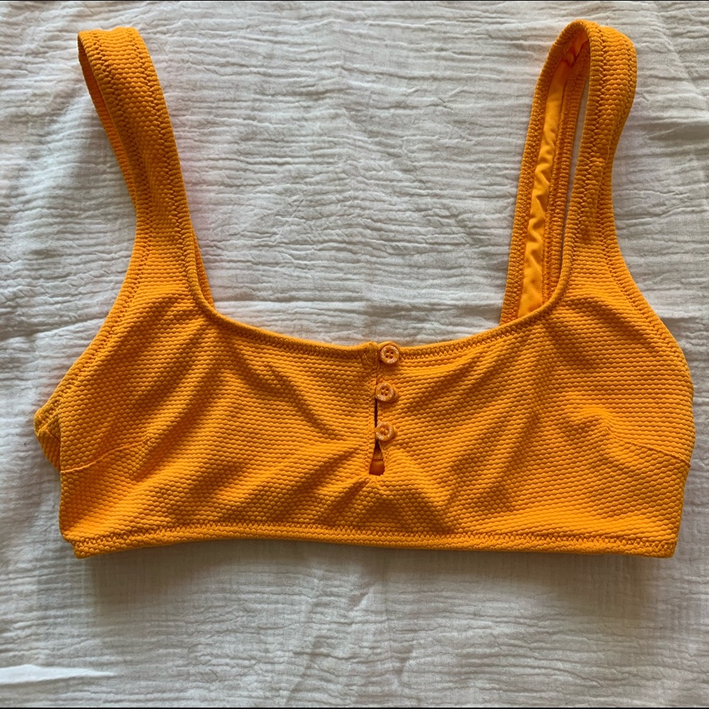 Aerie Wide Strap Scoop Textured Button Bikini Top